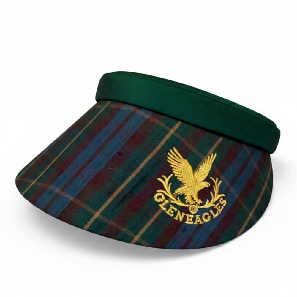 Gleneagles Scotland Plaid Golf Visor Embroidered Eagle Luxury Resort Hat